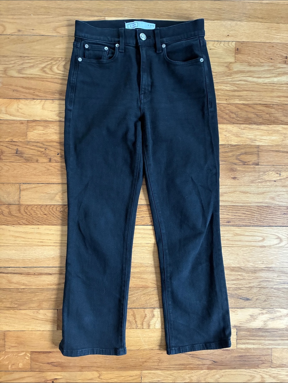 AYR The Pop Black Jeans 27 Short 25” Straight Ankle Crop Stretch High Rise